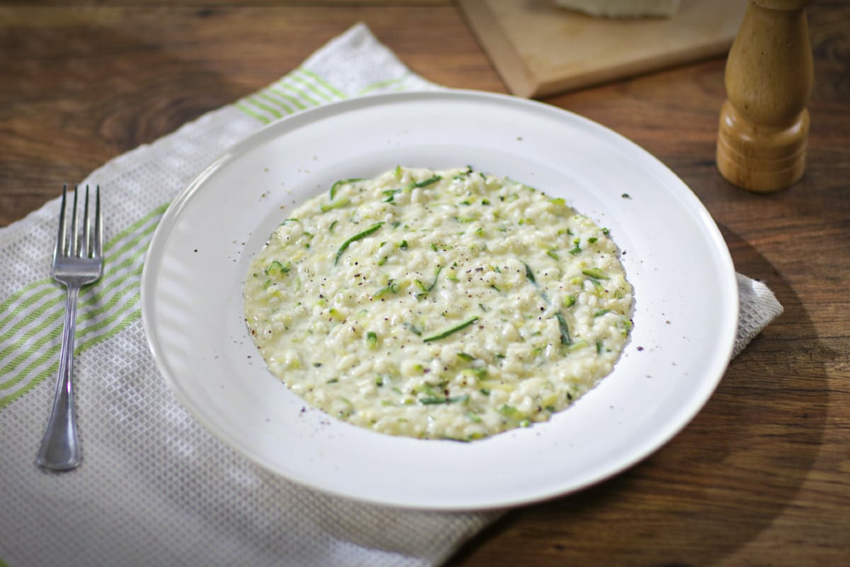 Risotto con calabacín y stracchino