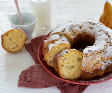 Rosquilla de ricotta y peras