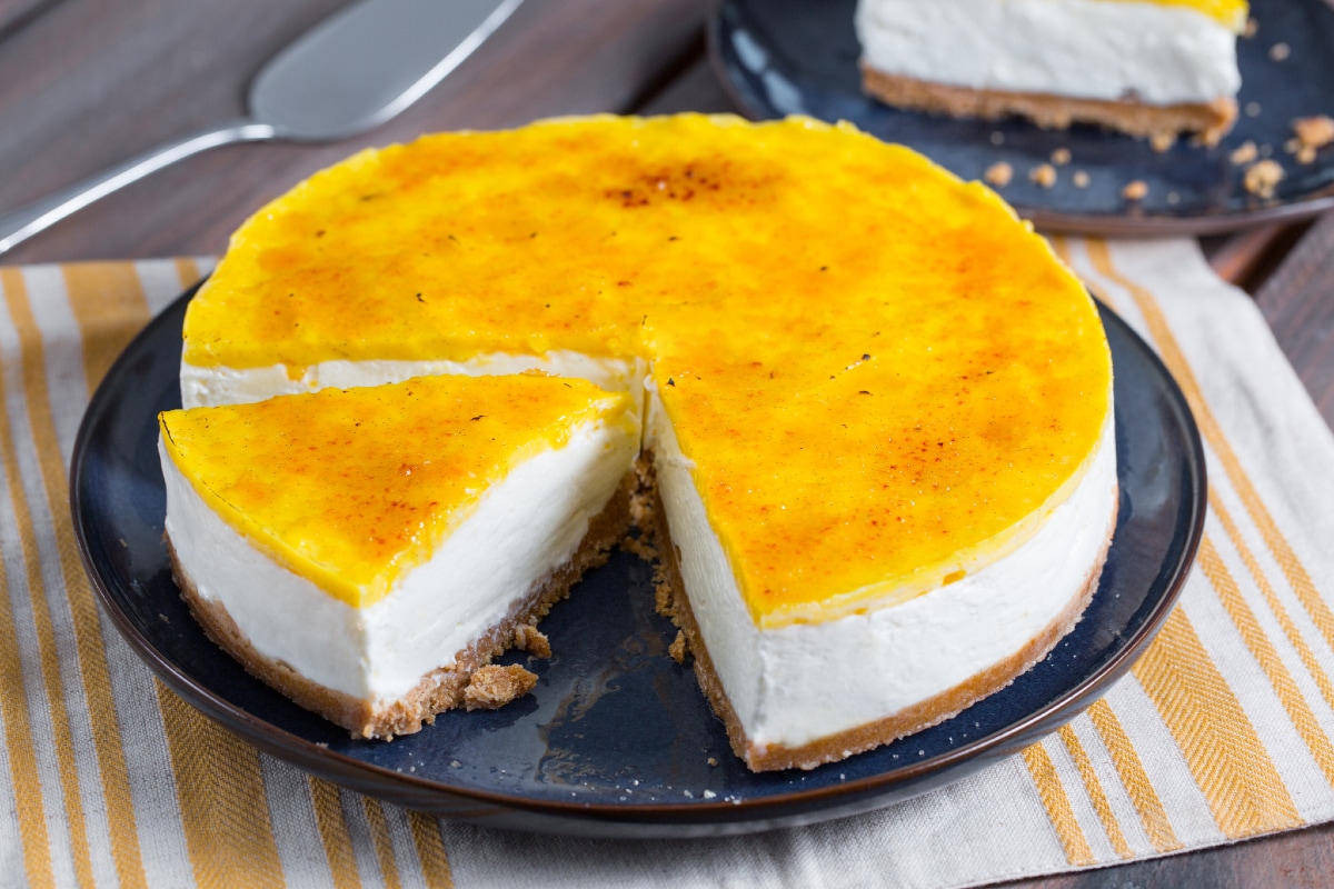 Tarta de queso con crema brulee