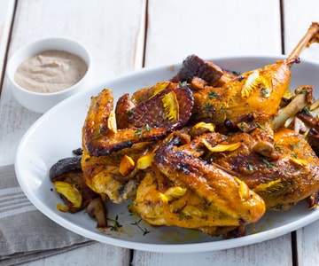 Pollo con hierbas y setas