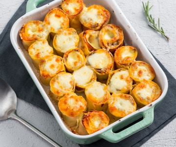 Nidos de setas, crema de calabaza y mozzarella