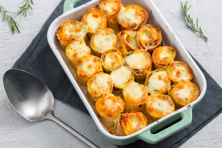 Nidos de setas, crema de calabaza y mozzarella