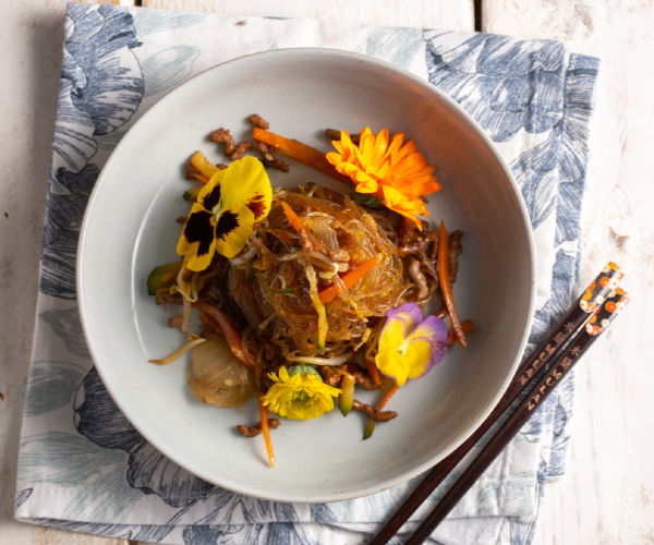 Fideos de soja salteados