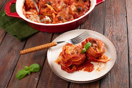 Nidos de tallarines al horno