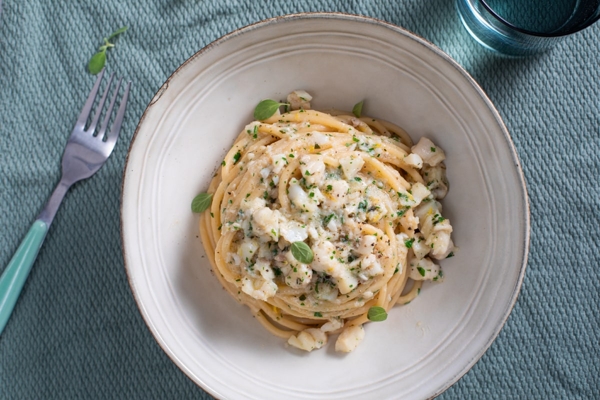 Pasta al ragú blanco de pescado