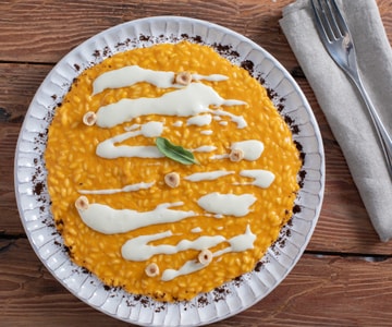 Risotto con crema de calabaza y queso pecorino