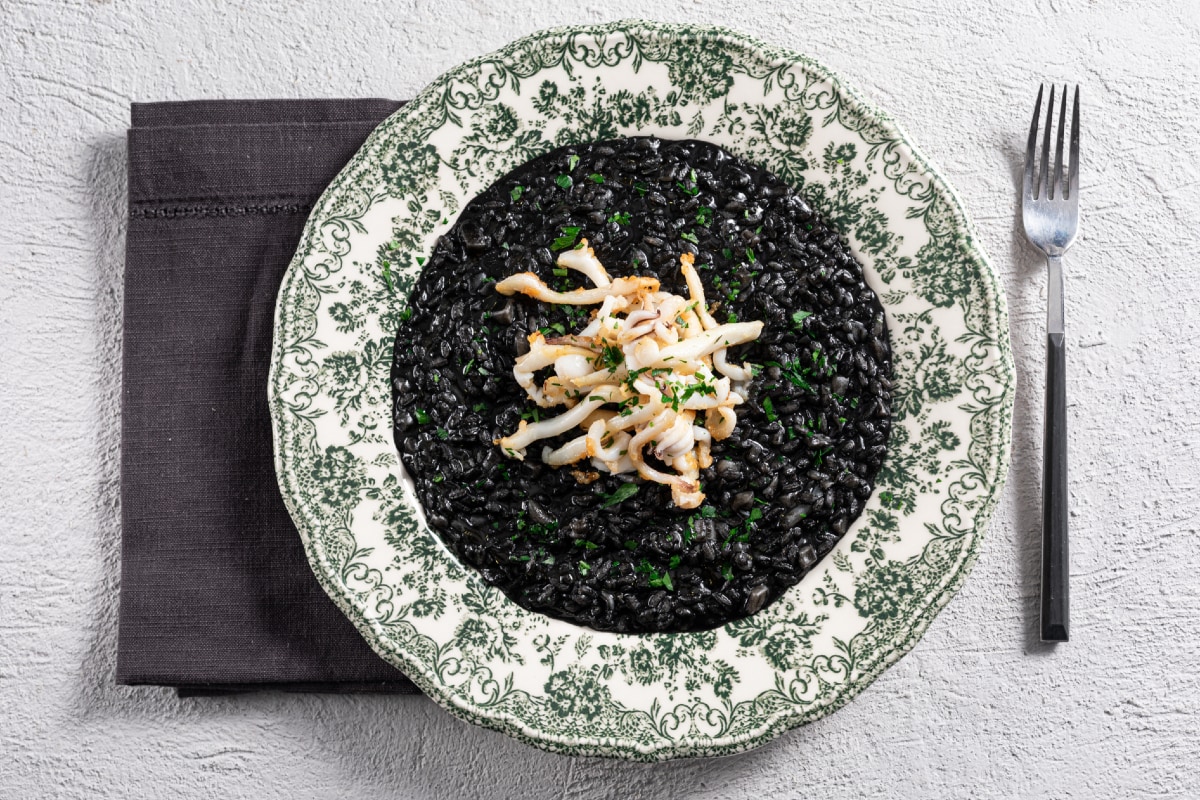 Risotto con tinta de calamar