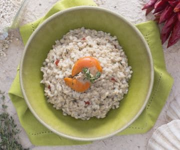 Orzotto con crema de vieiras