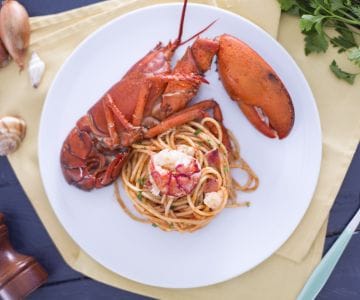 Espaguetis con bogavante en bellavista