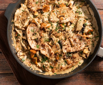 Escalopines con setas cremosas