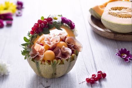 Cestas de jamón y melón