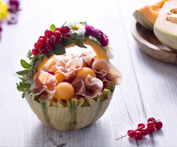 Cestas de jamón y melón