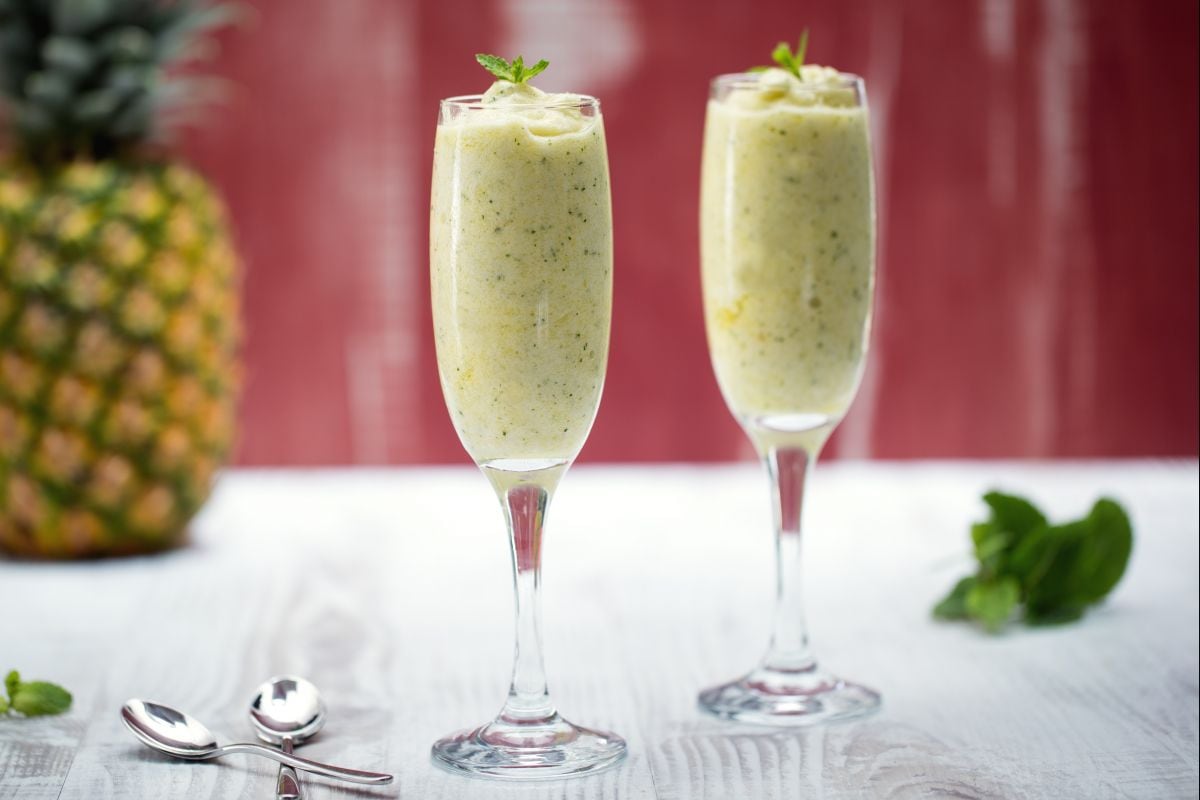 Sorbete de piña y menta