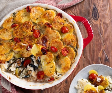 Tiella barese (arroz, patatas y mejillones)