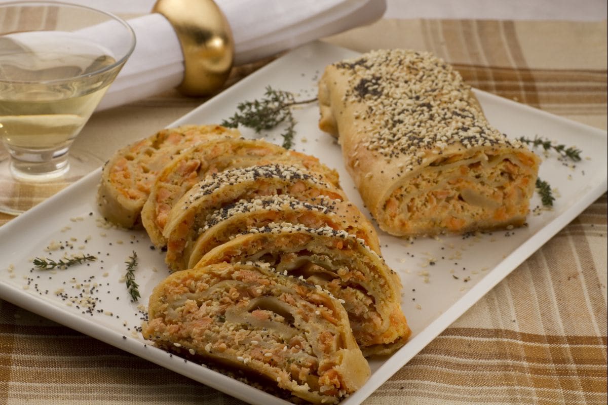 Strudel de salmón y ricotta