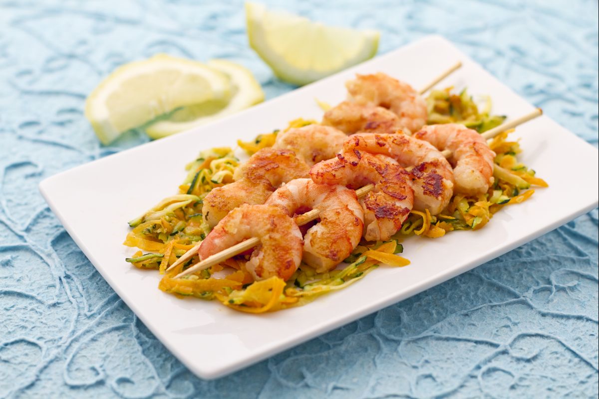 Brochetas de gambas