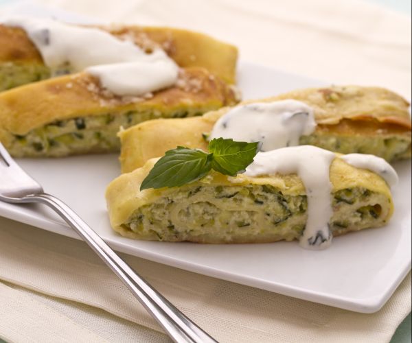 Rollo de crepes con calabacines