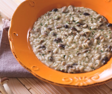 Risotto con champiñones y setas de chopo