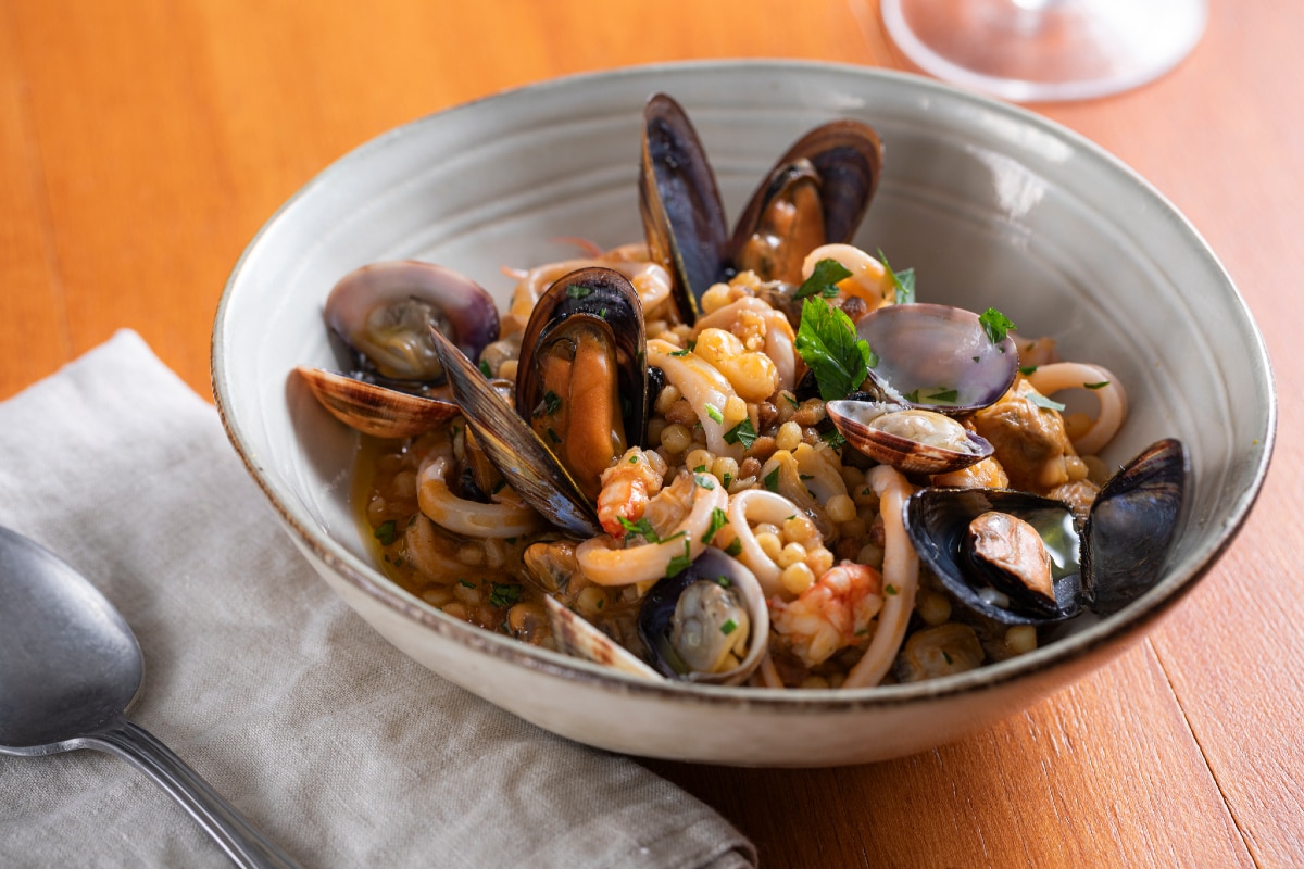 Fregola con mariscos