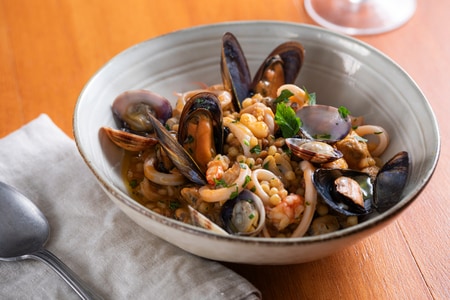 Fregola con mariscos