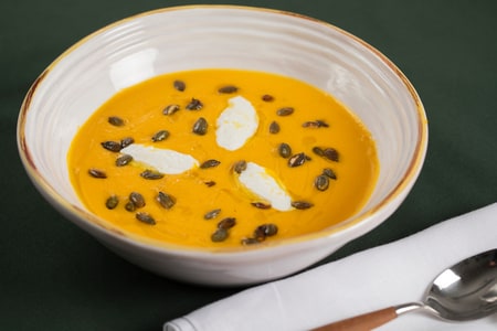 Crema de calabaza y queso de cabra