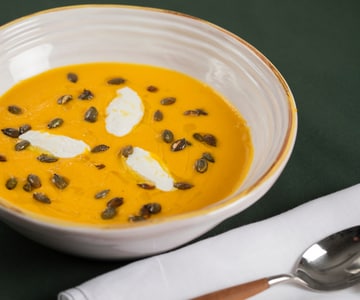 Crema de calabaza y queso de cabra