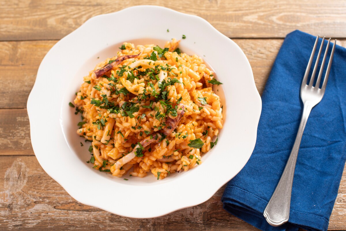 Risotto con calamares