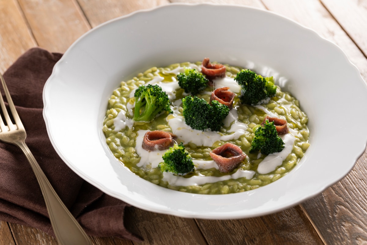 Risotto brócoli y anchoas