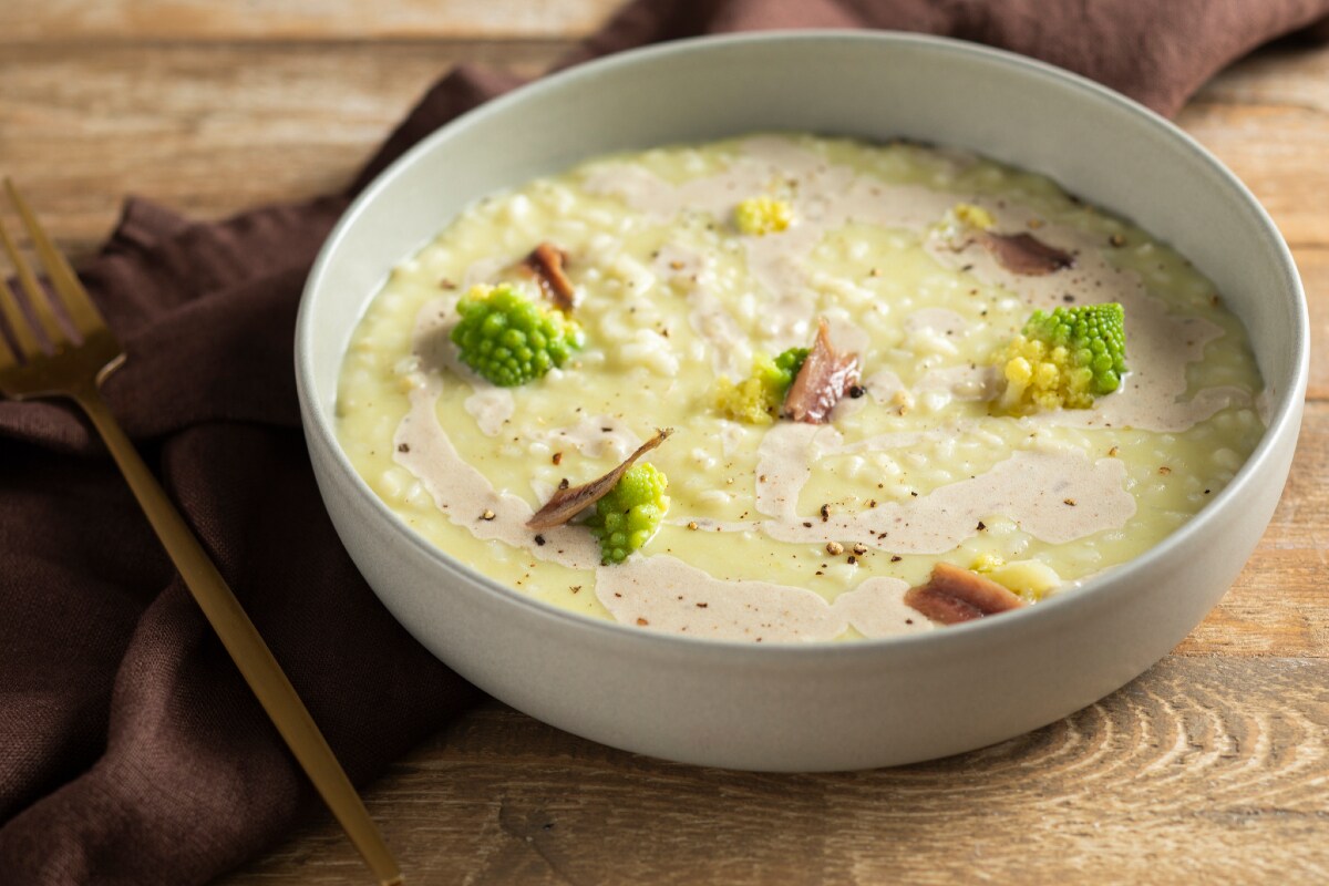 Risotto con brócoli y bagna caoda rápida