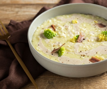 Risotto con brócoli y bagna caoda rápida