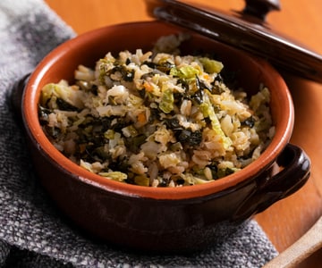 Arroz integral con col negra y col rizada