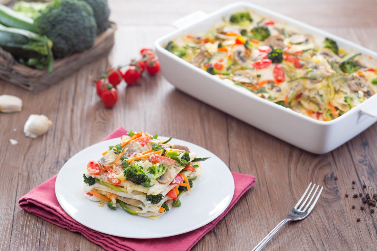 Lasañas blancas vegetarianas