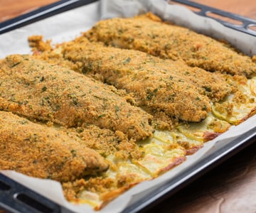 Filetes de lubina gratinados