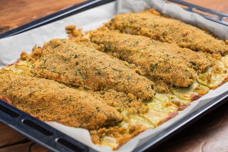 Filetes de lubina gratinados
