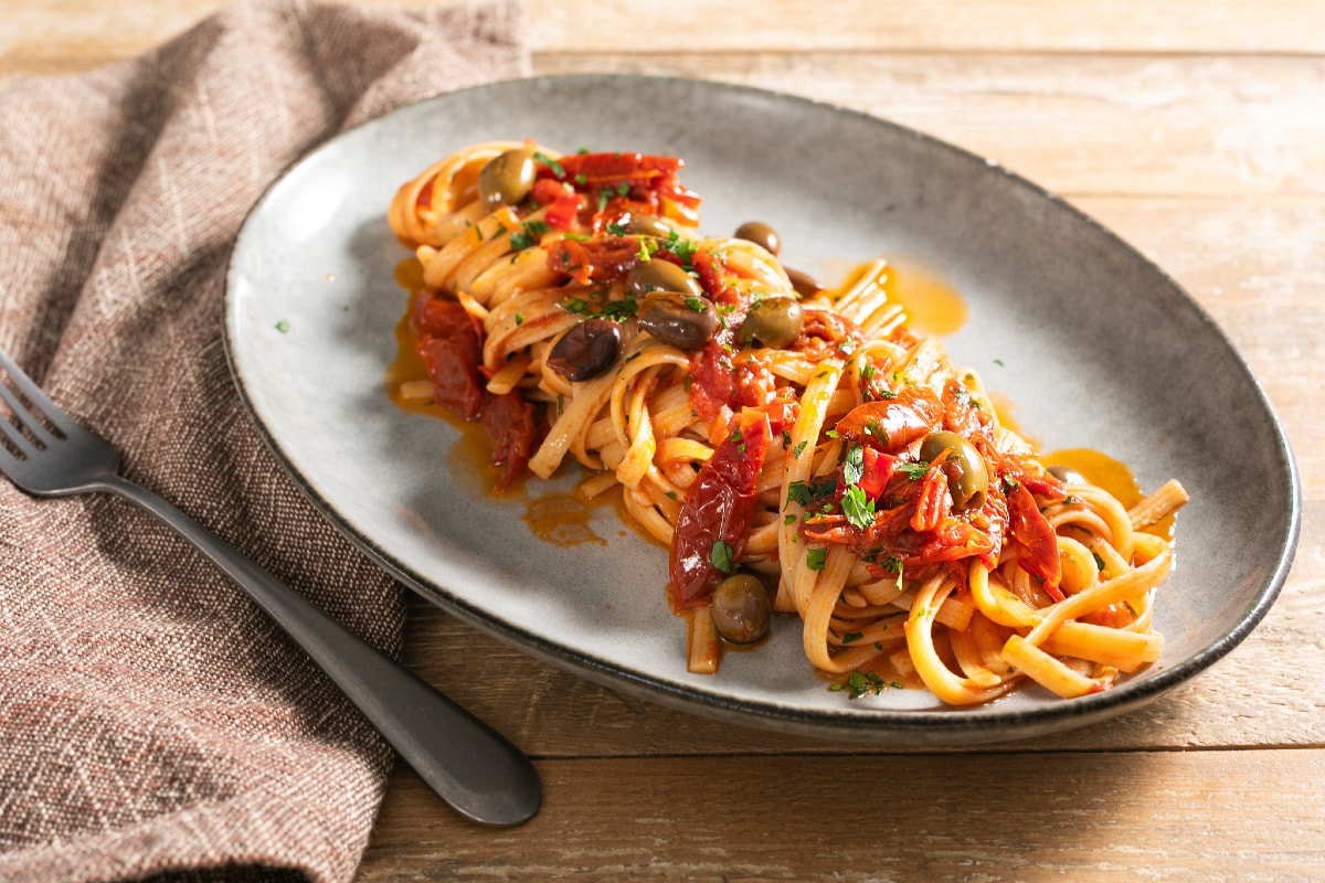 Pasta con tomate seco