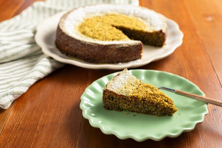 Tarta caprese de pistacho