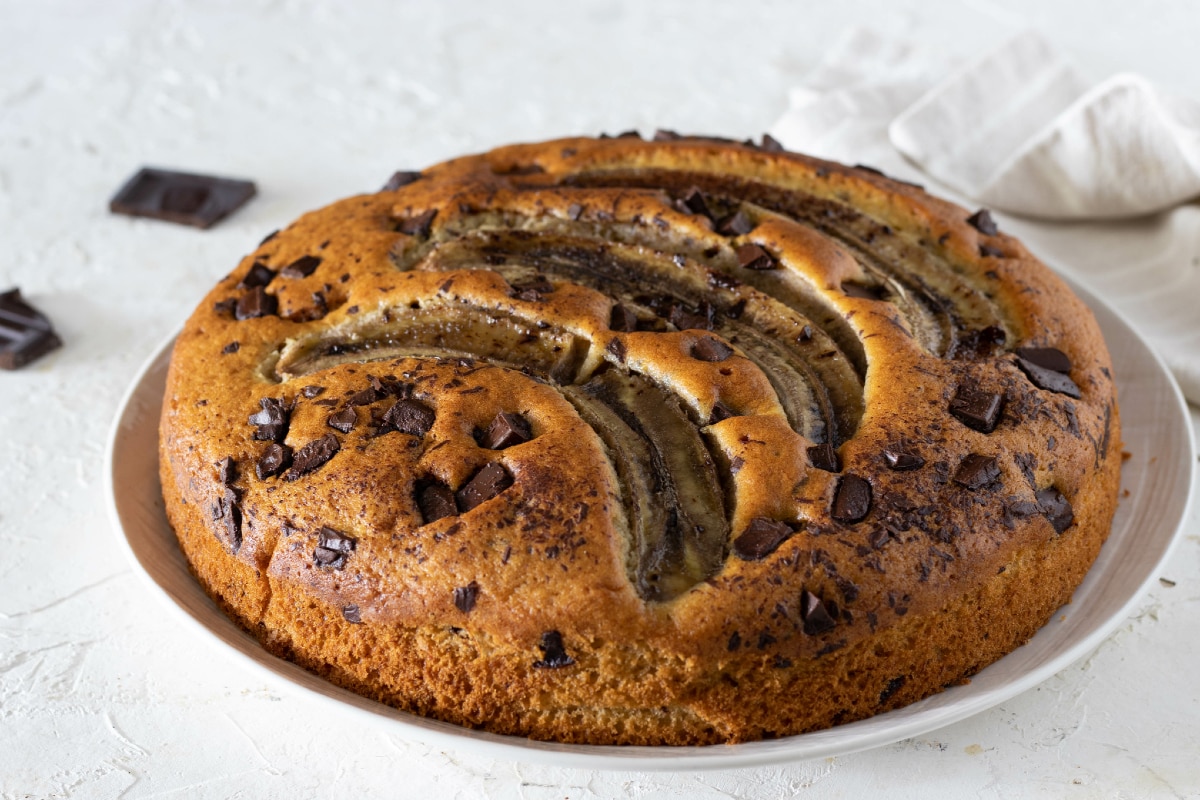 Tarta de plátano y chocolate