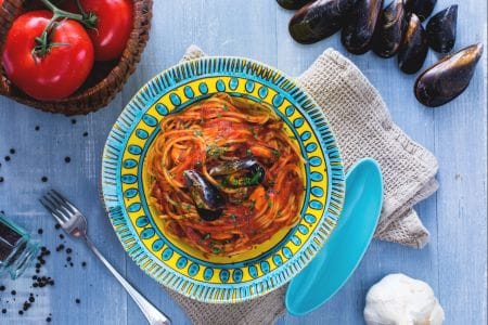 Espaguetis con mejillones