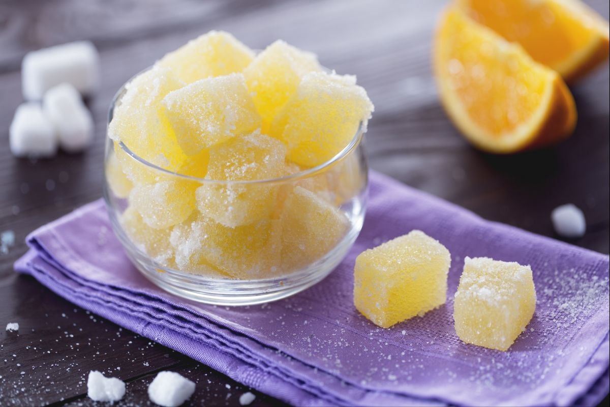 Caramelos de gelatina de naranja