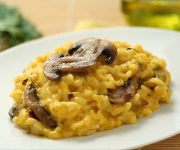 Risotto de calabaza con setas y taleggio