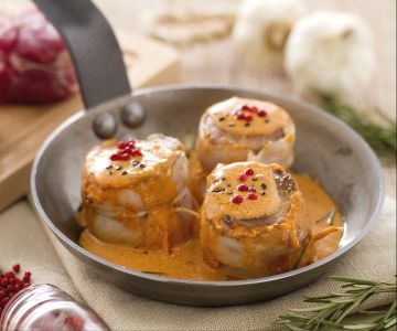 Tournedos con pimienta rosa y sal negra de Hawaii