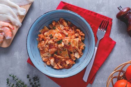 Maltagliati al ragú de pescado