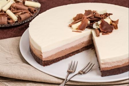 Tarta de queso con triple chocolate