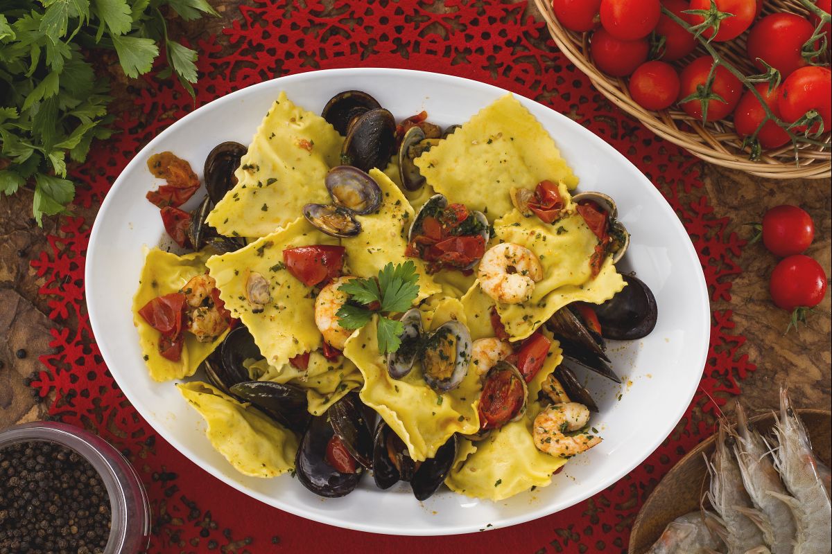 Raviolis con lenguado y dorada