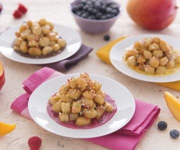 Struffoli con cremas de leche