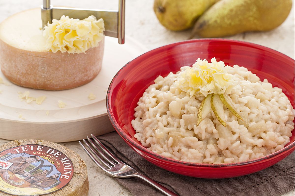 Risotto peras y Tête de Moine
