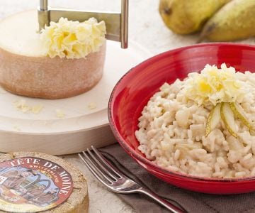 Risotto peras y Tête de Moine
