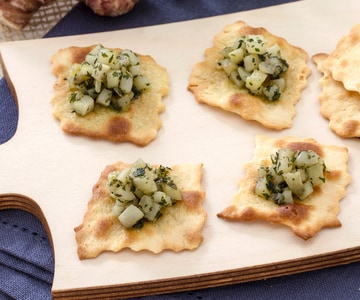 Hojaldres con topinambur salteados