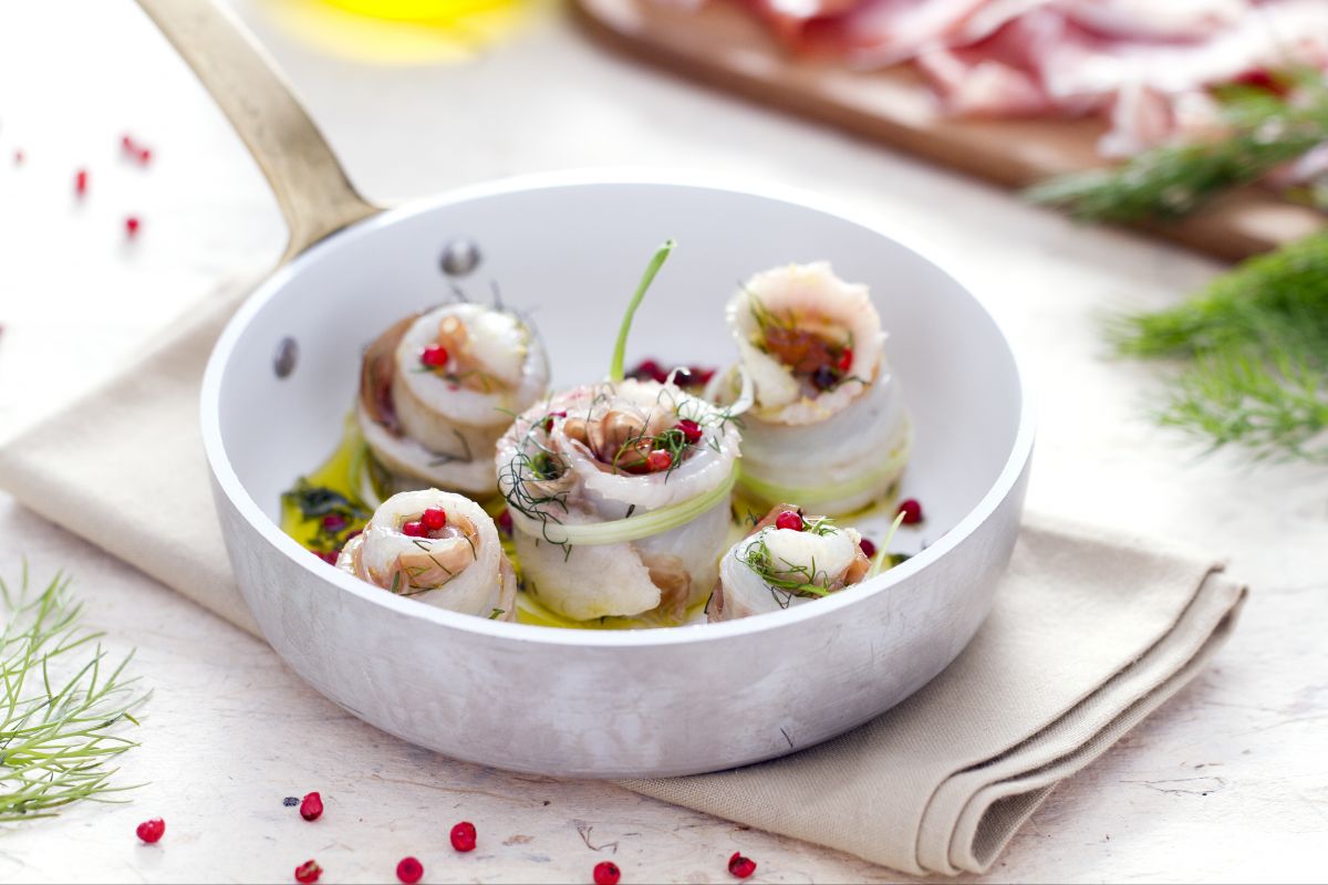 Rollitos de lenguado con jamón serrano