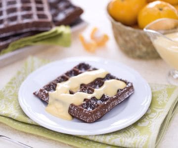 Gofre de cacao con crema de mandarina